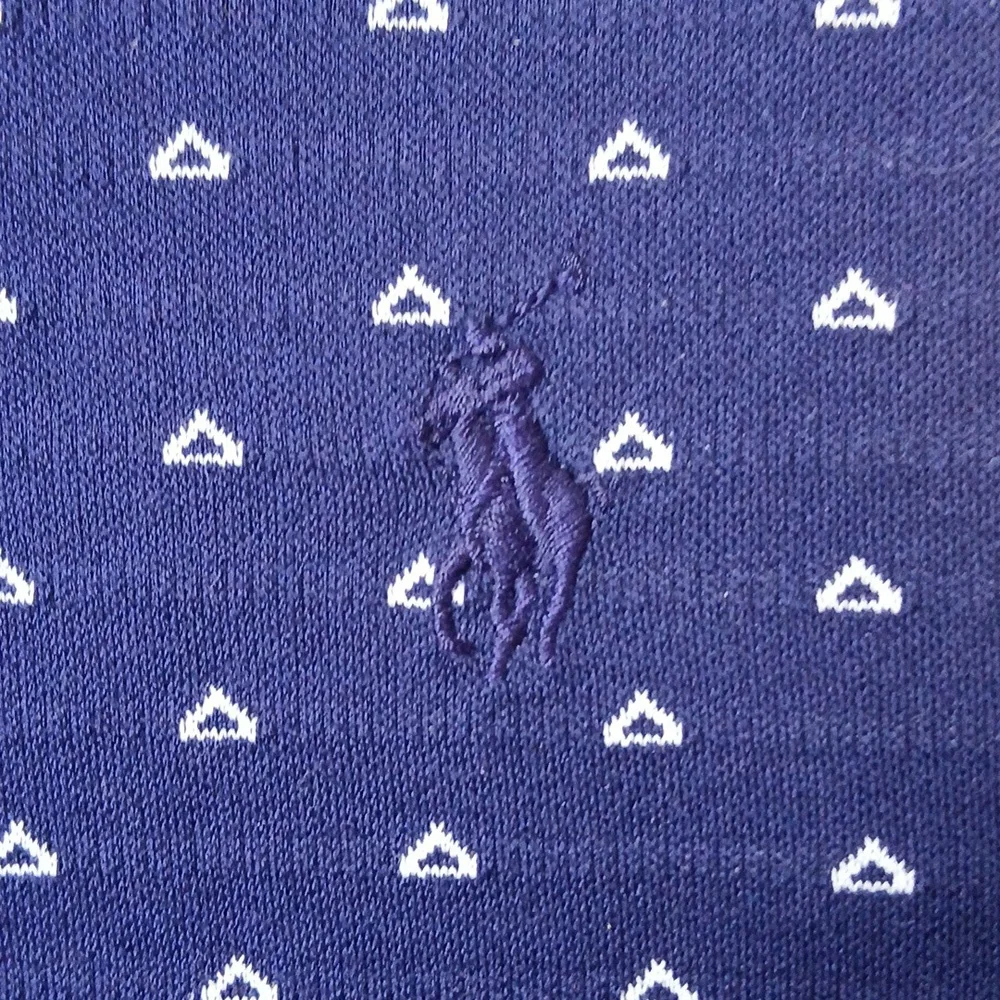 Polo‎ Golf Ralph Lauren Shirt Mens M Navy Blue Geometric AOP Pima Cotton Polo